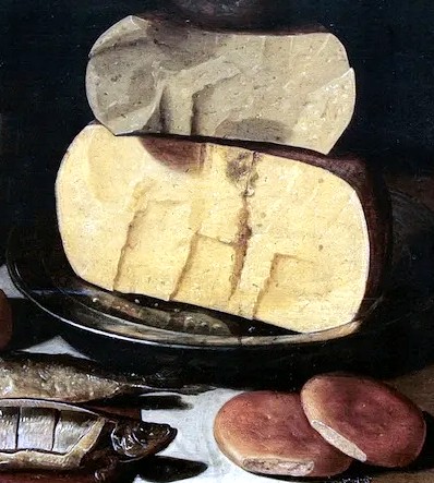 Cheese, Biscuit and Fish on Table